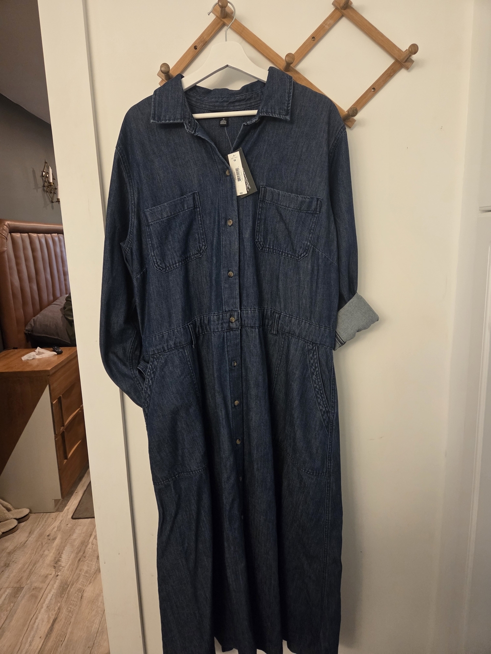 Joe Fresh Dark Blue Denim Button-Front Maxi Dress